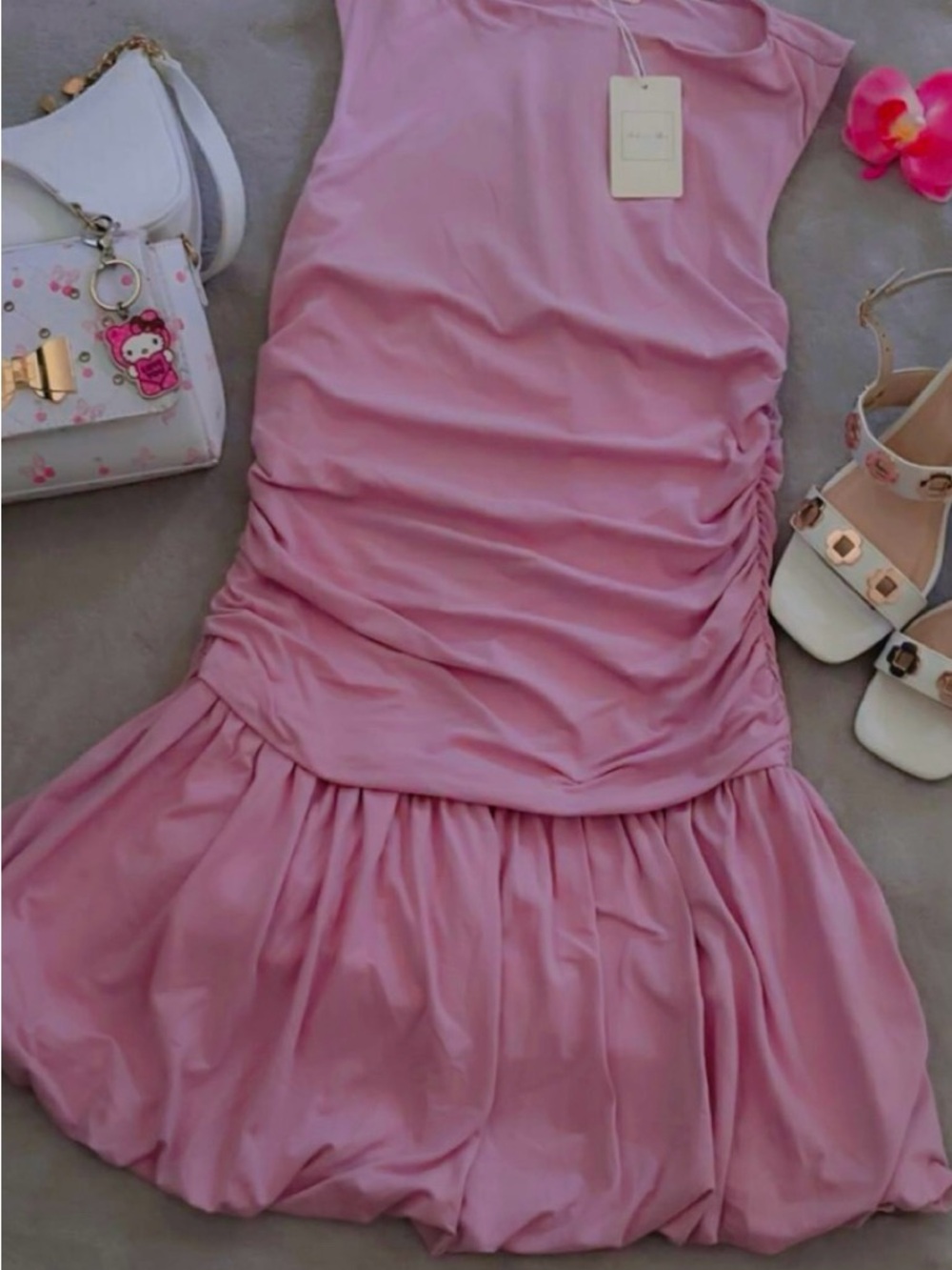 Active USA Pink Ruched Mini Dress